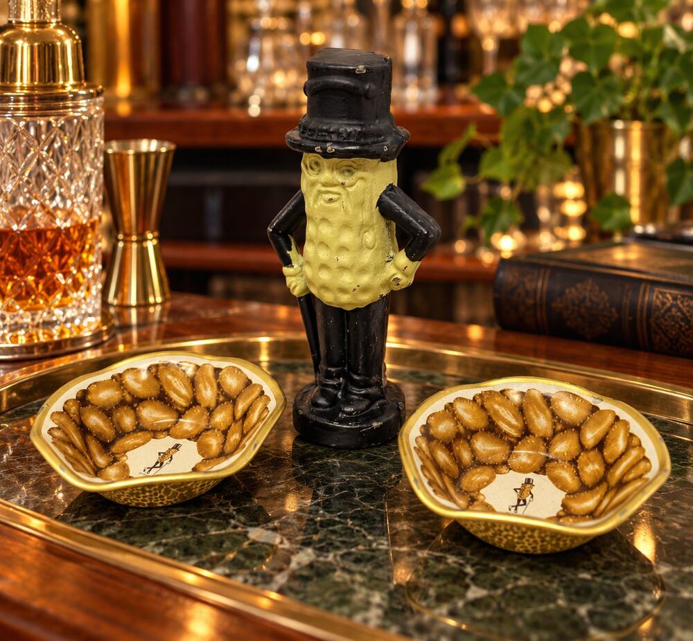 Vintage Planters Mr Peanut Heavy Figure Nut Bowls Barware Advertising Display
